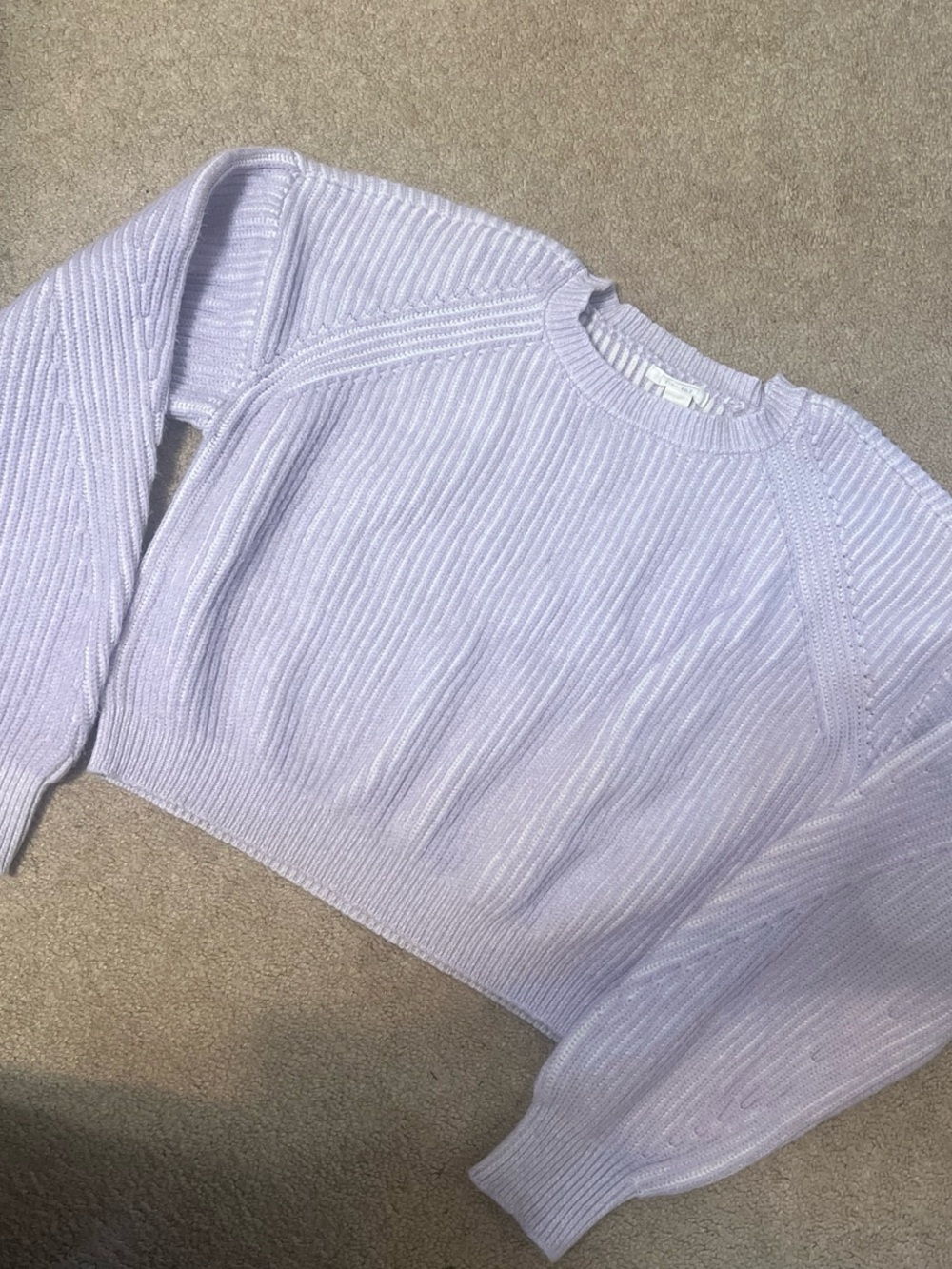 Full Tilt Lavender Ribbed Cropped Crewneck Sweater